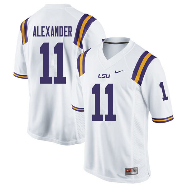 Men #11 Terrence Alexander LSU Tigers College Football Jerseys Sale-White